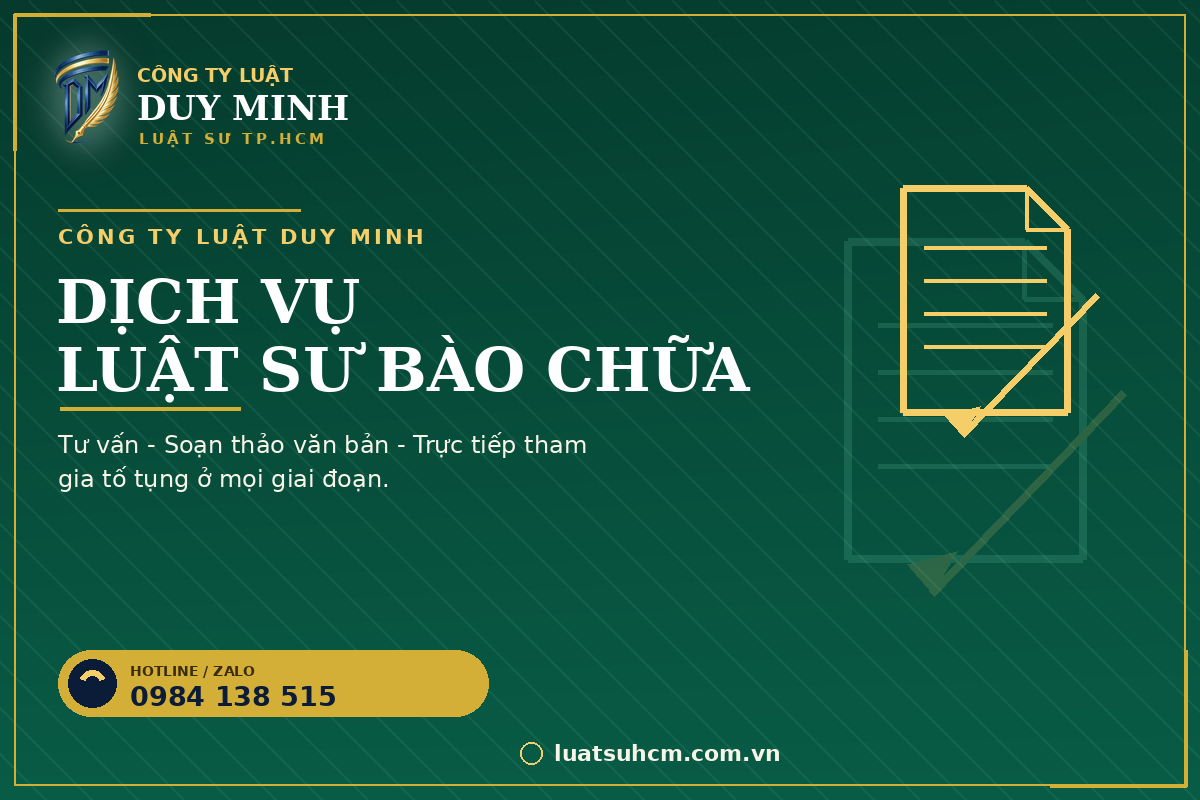 Dịch vụ luật sư bào chữa hình sự – tư vấn, soạn thảo, tham gia tố tụng tại TP.HCM