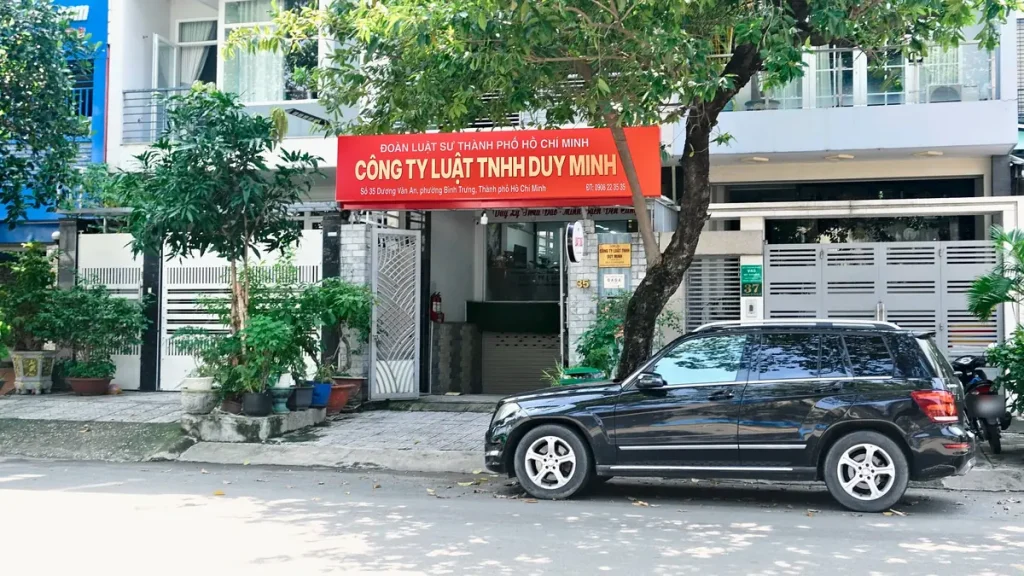 Văn phòng Công ty Luật TNHH Duy Minh với bảng hiệu Đoàn Luật sư TP.HCM, số 35 Dương Văn An, phường Bình Trưng, TP.HCM